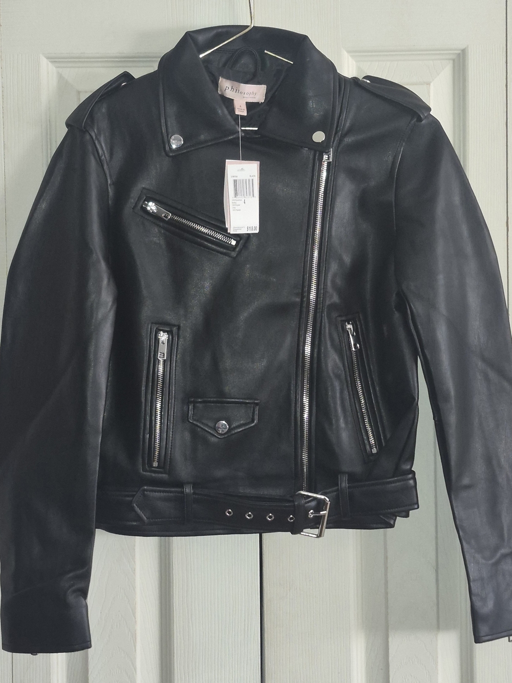 Philosophy Black Leather Moto Jacket